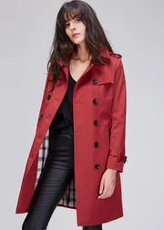 Stylish Red Double Breasted Trench Coat