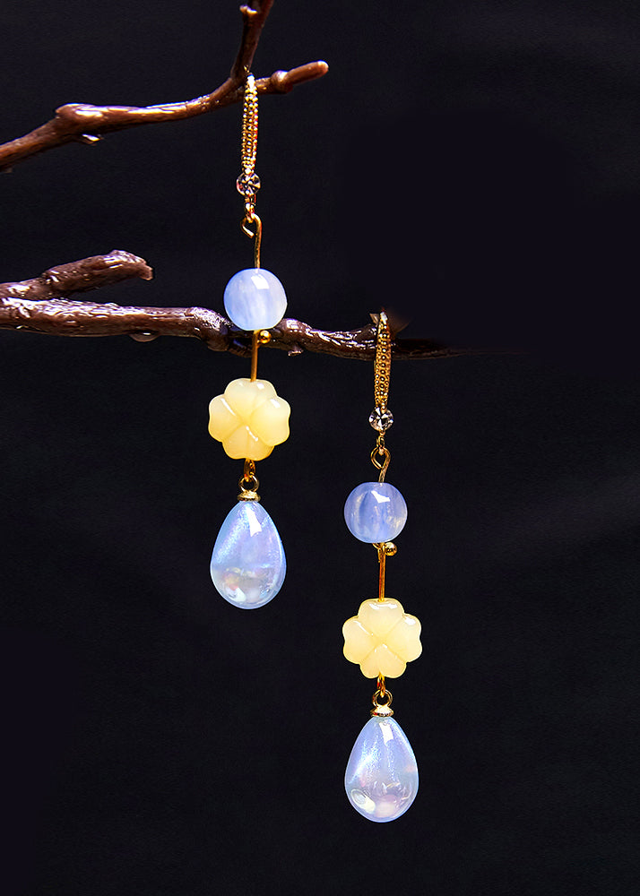 Stylish Lake Blue Water Droplet Acrylic Drop Earrings