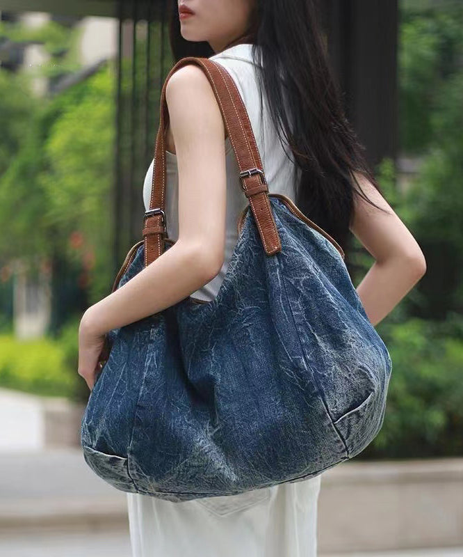 Stylish Large Capacity Blue Denim Satchel Bag Handbag