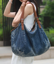 Stylish Large Capacity Blue Denim Satchel Bag Handbag