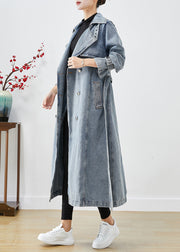 Stylish Light Blue Double Breast Oversized Denim Trench Coats Fall