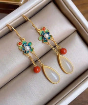 Stylish Multicour Tassel Gold Plated Drop Earrings