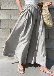 Stylish Olive Green Elastic Waist Solid Wide Leg Pants Skirt Summer