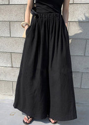 Stylish Olive Green Elastic Waist Solid Wide Leg Pants Skirt Summer