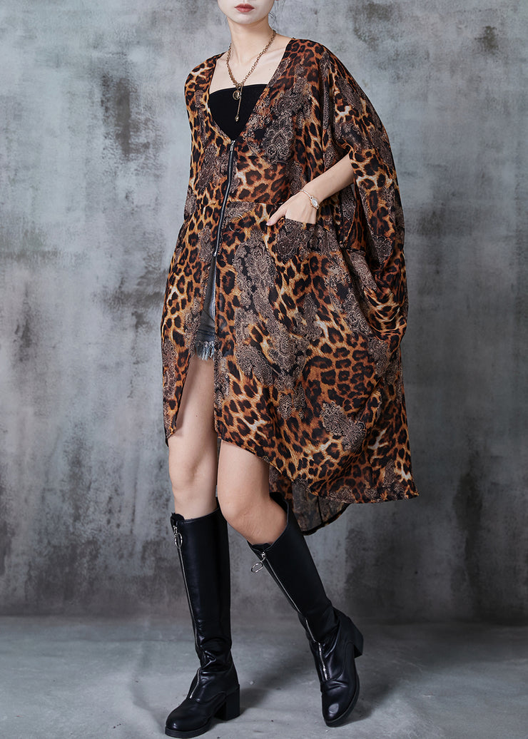 Stylish Oversized Leopard Print Chiffon Cardigan Summer