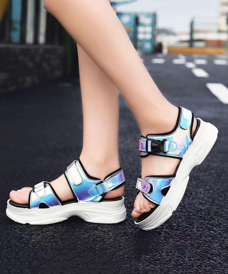 Stylish Pink Buckle Strap Peep Toe Platform Walking Sandals