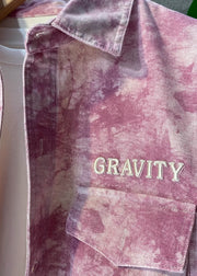 Stylish Pink Gradient Tie Dye Denim Men's Shirts Spring