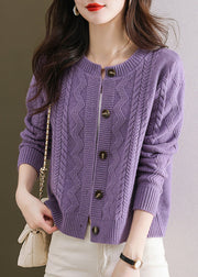 Stylish Pink O Neck Button Woolen Cardigans Fall