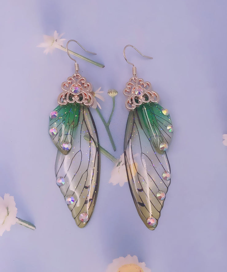 Stylish Purple Acrylic Butterfly Wings Zircon Drop Earrings