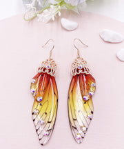 Stylish Purple Acrylic Butterfly Wings Zircon Drop Earrings