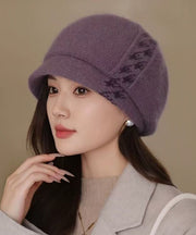 Stylish Purple Cozy Warm Cotton Knit Beret Hat