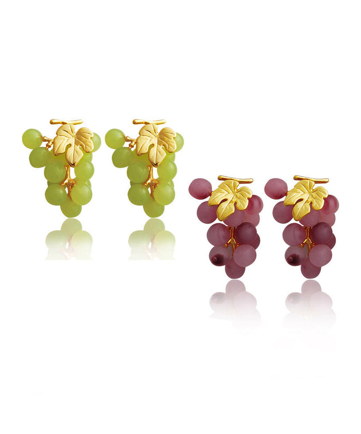 Stylish Purple Grape Copper Resin Stud Earrings