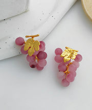 Stylish Purple Grape Copper Resin Stud Earrings