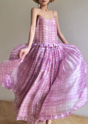 Stylish Purple Ruffled Silk Dress Two Pieces Set Spring