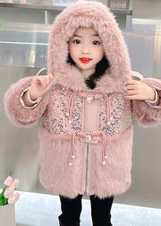 Stylish Purple Sequins Patchwork Girls Hooded Parka Spring