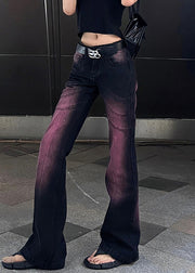 Stylish Purple Tie Dye High Waist Denim Flare Bottoms Fall