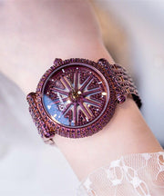 Stylish Purple Titanium Alloy Hardlex Crystal Waterproof Watch