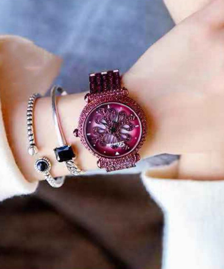 Stylish Purple Titanium Alloy Hardlex Crystal Waterproof Watch