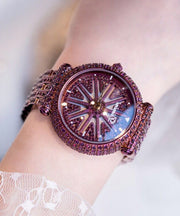 Stylish Purple Titanium Alloy Hardlex Crystal Waterproof Watch