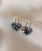 Stylish Rainbow Copper Overgild Love Zircon Stud Earrings