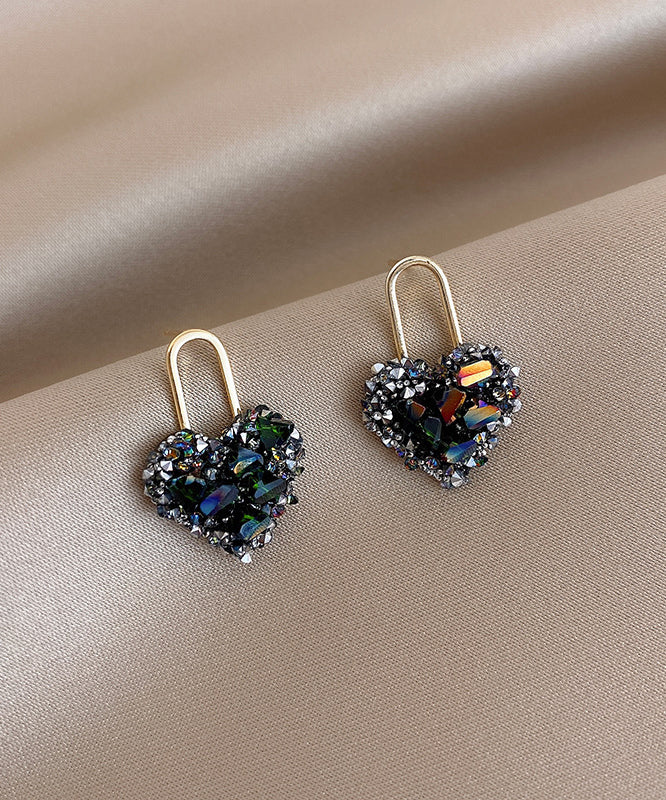 Stylish Rainbow Copper Overgild Love Zircon Stud Earrings