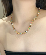 Stylish Rainbow Stainless Steel Layered Enamel Collar Necklace