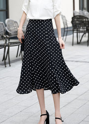 Stylish Red Dot High Waist Ruffled Chiffon Skirts Spring