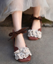 Stylish Red Lace Up Genuine Leather Sheepskin Flats Shoes