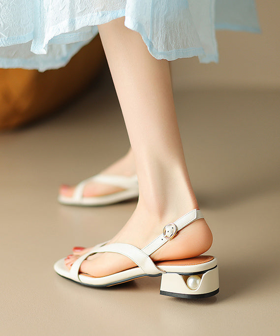 Stylish Red Peep Toe Hollow Out Splicing Chunky Sandals