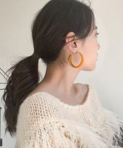 Stylish Red Pile Coating C Shaped Hoop Earrings