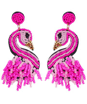 Stylish Rose Flamingo Acrylic Bead Drop Earrings