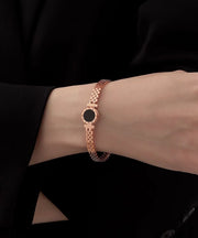 Stylish Rose Gold Sterling Silver Overgild Crystal Zircon Chain Bracelet