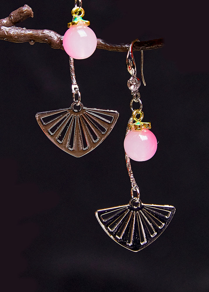 Stylish Sector Stainless Steel Gradient Color Crystal Drop Earrings