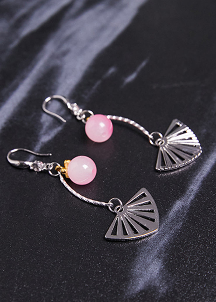 Stylish Sector Stainless Steel Gradient Color Crystal Drop Earrings