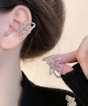 Stylish Silk Copper Zircon Butterfly Hollow Out Stud Earrings