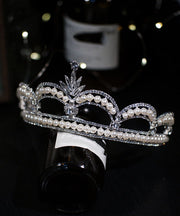 Stylish Silk Silvering Zircon Pearl Girl Crown