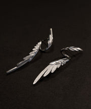 Stylish Silk Sterling Silver Wing Drop Earrings