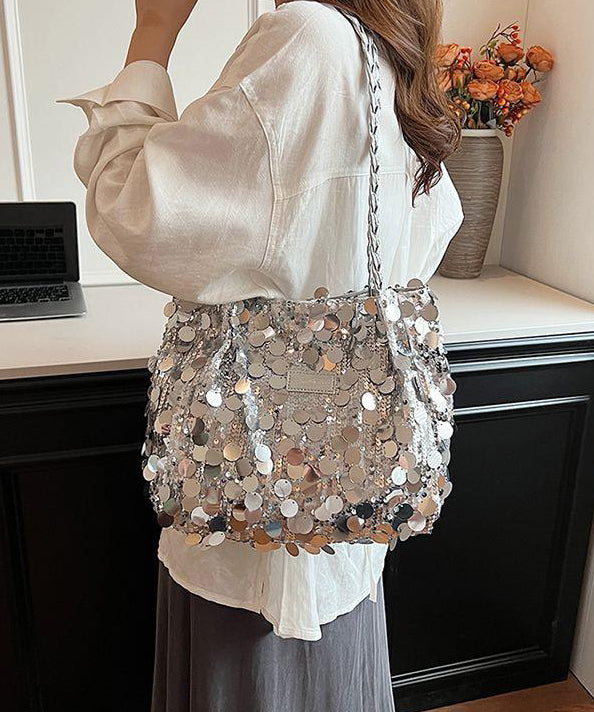 Stylish Silver Sequins Large Capacity Satchel Handbag