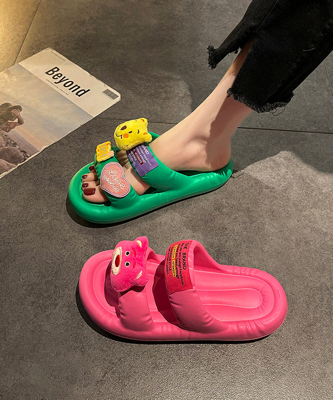Stylish Soft Comfy Platform Peep Toe Rose Slide Sandals