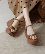 Stylish Splicing Wedge Sandals Pink Peep Toe Buckle Strap