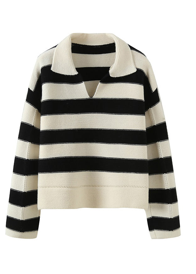 Stylish Striped Peter Pan Collar Hollow Out Knit Men Sweaters Fall