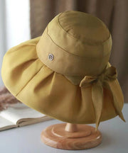 Stylish Versatile Beige Bow Wrinkled Bucket Hat