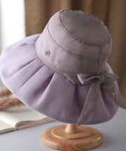 Stylish Versatile Beige Bow Wrinkled Bucket Hat