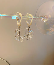 Stylish White Acrylic Alloy Asymmetrical Stone Drop Earrings