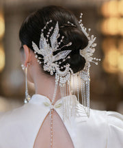 Stylish White Acrylic Lace Pearl Tassel Hairpin