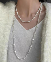 Stylish White Alloy Pearl Beading Gratuated Bead Necklace