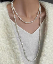 Stylish White Alloy Pearl Beading Gratuated Bead Necklace