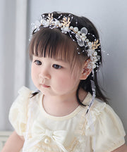 Stylish White Alloy Tulle Pearl Floral Girls Hairpin