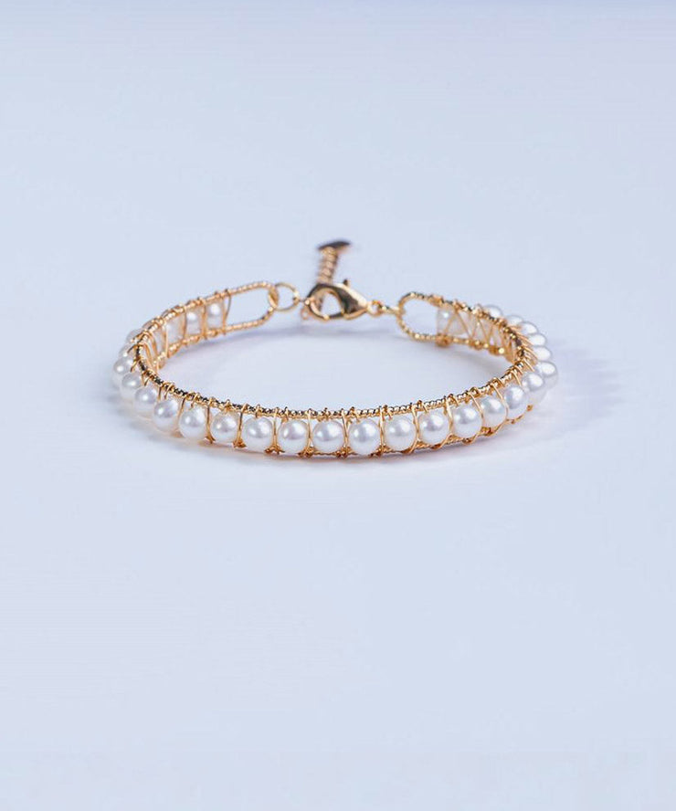 Stylish White Ancient Gold Pear Bangle