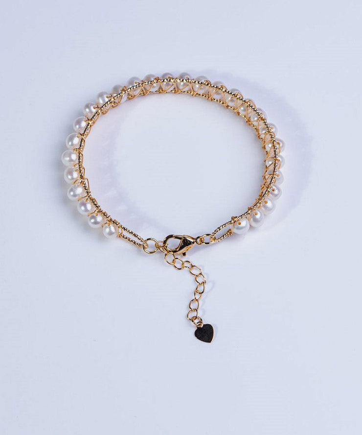 Stylish White Ancient Gold Pear Bangle